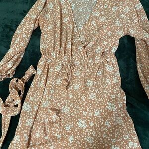Peach Floral Wrap Dress with Belt (See last photo for color)